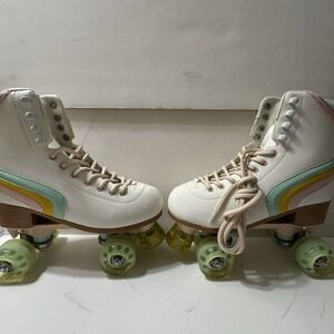 Altar'd State Womens Brite White & Multicolor Adjustable Quad Roller Skates Sz 7